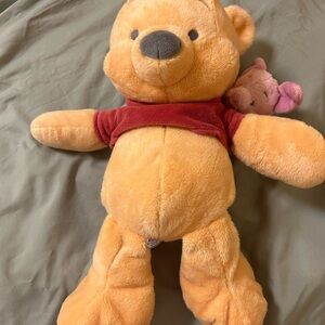 Disney Pooh Plush Bear with Piglet on shoulder